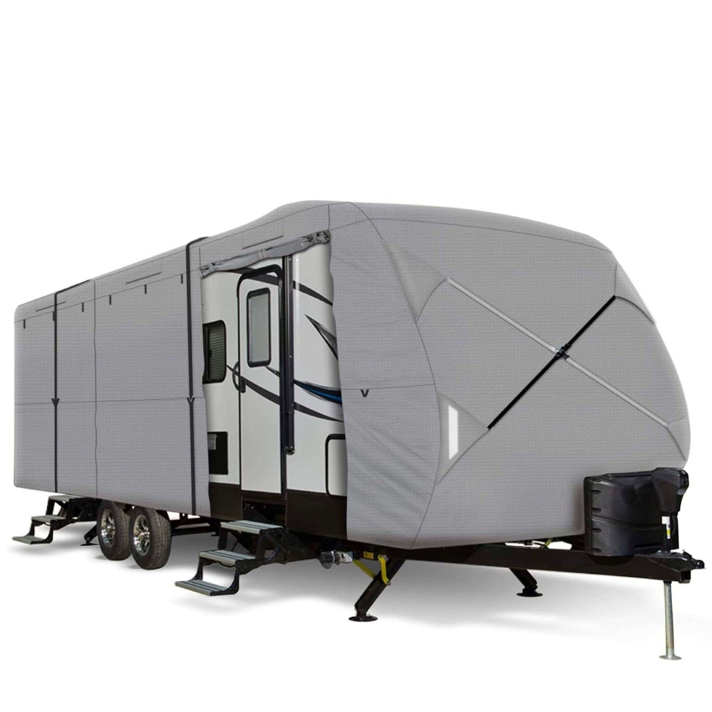 Travel Trailer RV Cover Camper Cover Windproof Extra Thick Upgraded 5  Layers- Leader Accessories