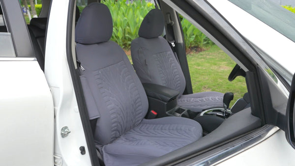 Enhance Your Drive: Universal 17-Piece Embossed Grey Car Seat Covers for Trucks & SUVs