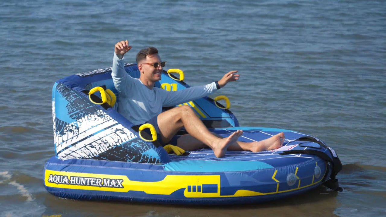 Experience Thrills on the Water: 3-Person Towable Tube with Dual Tow Points and Bold Colors