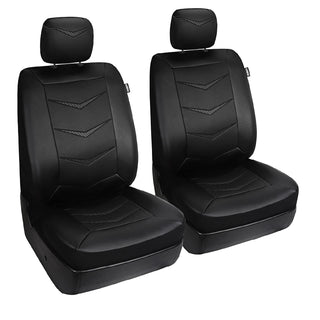 Bel-Air Seat Cover Universal fit, Black Faux Leather w/Carbon Fiber Pattern, 2pc kit