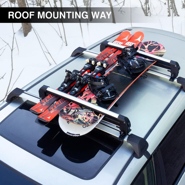 Folding Hitch-Mounted Ski & Snowboard Rack – Adjustable, Anti-Theft Lock, Fits 2'' Receivers & Cross Bars, Holds 6 Skis or 4 Snowboards