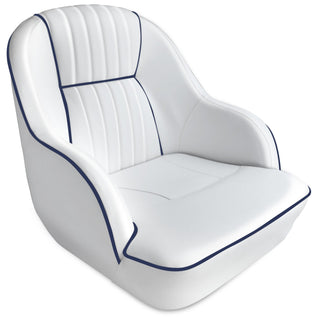 Buy b-white-blue-piping Premium Pontoon Captains Bucket Seat Boat Seat