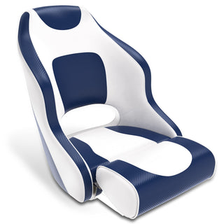 Buy model-c-white-blue Premium Boat Seats | Two Tone Captain&#39;s Bucket Boat Seats