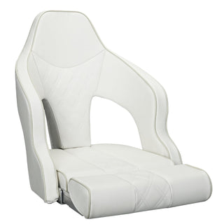 Buy white-w-white-piping Pro High Back Captain Bucket Flip Up Boat Seat