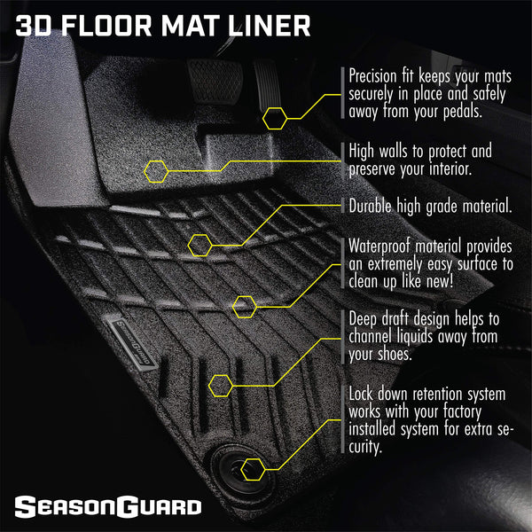 Season Guard Floor Mat Liner, Toyota Highlander 2015-2019 Front and Rear Seat 3pc