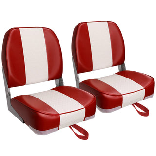 Deluxe Low Back Fold-Down Fishing Boat SEATS (2 Seats), Red