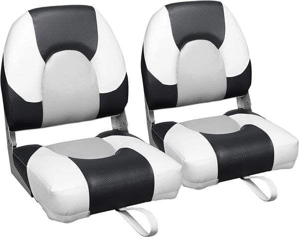 MSC Fishing Folding Boat Seats,One Pair Pack (S103 Black/White)
